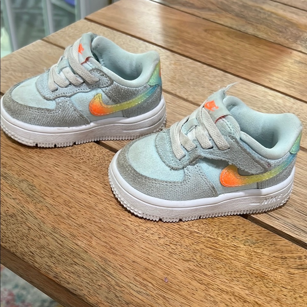 Nike Orange and Green Sneakers with Velcro Straps 4C